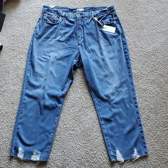 NWT Good American Vintage Jagged Hem Straight Leg Jeans- 18 - Picture 5 of 11